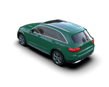 yeşil lüks SUV arabası beyaz arka planda izole edilmiş