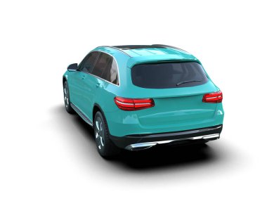 Beyaz arka planda modern bir araba. 3d oluşturma -