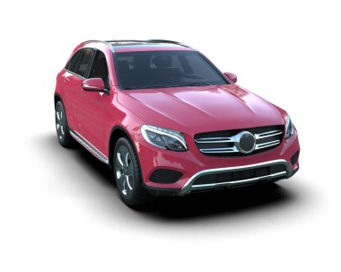 kırmızı lüks modern SUV - araba - yan görünüm