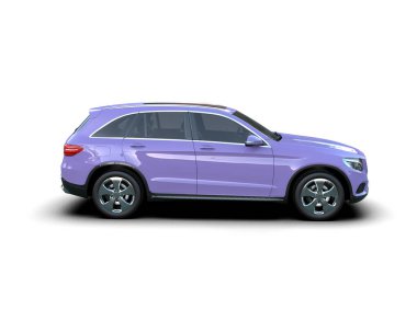 beyaz arkaplanda izole edilmiş mor araba