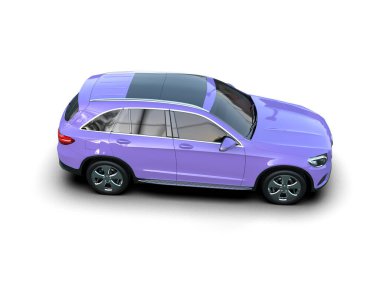beyaz arka planda modern mor araba 3 boyutlu görüntüleme