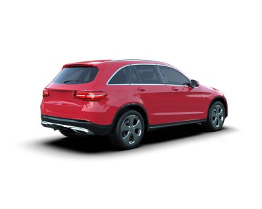 Kırmızı cip beyaz arka planda izole edildi. 3d oluşturma