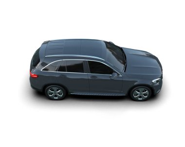 Siyah modern aile arabası beyaz arka planda izole edilmiş. 3d oluşturma