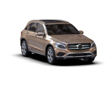 Beyaz arka planda izole edilmiş lüks bir araba. 3d illüstrasyon