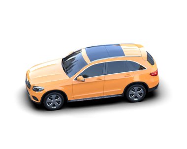 modern sarı araba beyaz üzerine izole