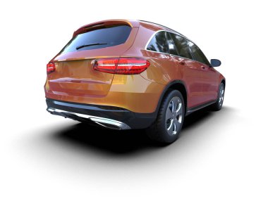 beyaz arkaplanda izole edilmiş araba 3 boyutlu görüntüleme