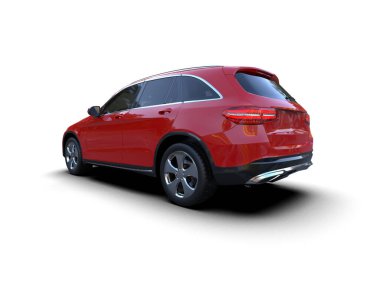 beyaz arka planda modern SUv, 3 boyutlu görüntüleme