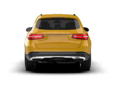 Arka planda gerçekçi bir SUV arabası. 3D görüntüleme - illüstrasyon