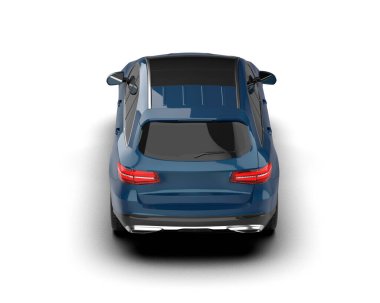 Beyaz arka planda bir araba. 3d oluşturma