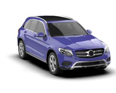 Beyaz arka planda mavi SUV - otomobilin 3 boyutlu resmi