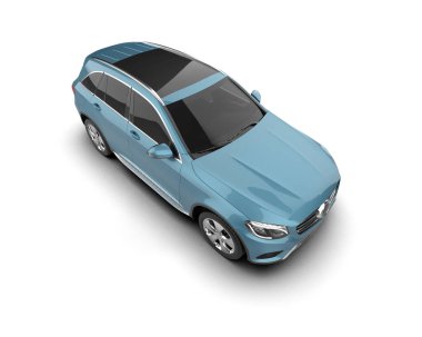 beyaz arkaplanda modern mavi araba