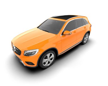 Gri arka planda modern kompakt araba.