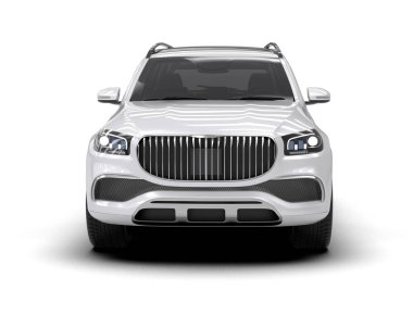 Lüks araba. Ön manzara. Beyaz arka planda izole edilmiş. 3d oluşturma.