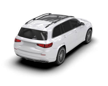 Beyaz arka planda lüks beyaz bir araba..