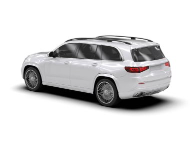 Lüks beyaz SUV gri arka planda izole edilmiş. 3d illüstrasyon