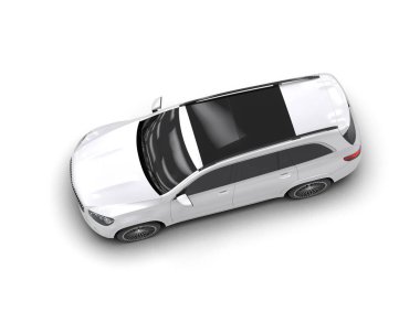 Beyaz arka planda modern bir araba. 3d oluşturma