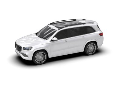 Siyah arka planı olan beyaz lüks bir araba. 3d oluşturma