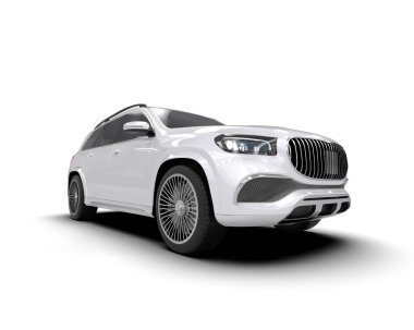 Beyaz arka planda modern gümüş renkli spor araba. 3 boyutlu.