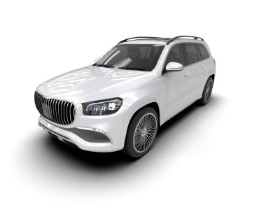 Beyaz arka planda beyaz bir spor araba. 3d oluşturma