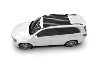 Beyaz arka planda izole edilmiş beyaz modern lüks araba