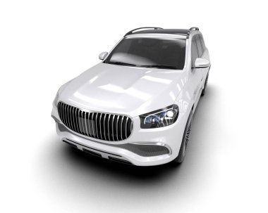 Beyaz arka plan üzerinde beyaz araba.