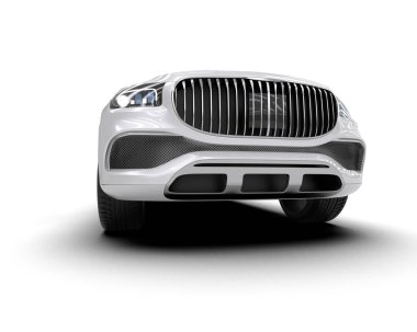 Beyaz arka planda modern bir araba. 3 Boyutlu Hazırlama