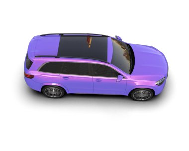 Beyaz arka planda gölgeli modern pembe araba.