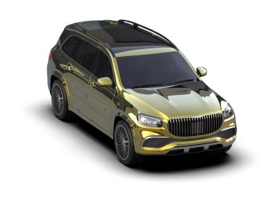 Beyaz arka planda lüks bir araba. 3d oluşturma