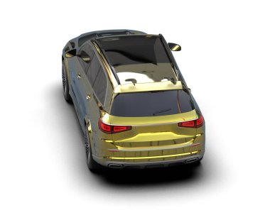 Modern araba beyazda izole edilmiş. 3D görüntüleme - illüstrasyon