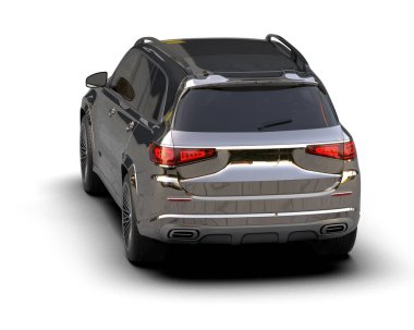 Beyaz arka planda izole edilmiş gerçekçi bir SUV arabası. 3d görüntüleme - illüstrasyon