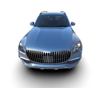 Beyaz arka planda izole edilmiş lüks araba 3 boyutlu çizim - illüstrasyon