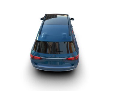 mavi araba beyaz arkaplanda izole edildi.