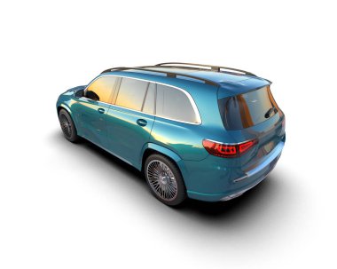 Beyaz arka planda modern şehir arabası. 3d oluşturma