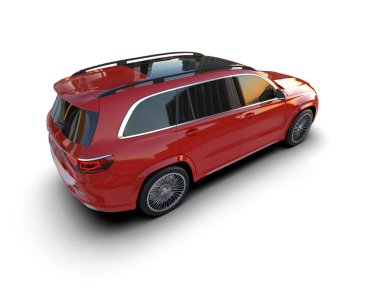 Beyaz arka planda bir araba. 3d oluşturma