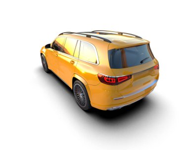 3 boyutlu sarı spor araba beyaz arka planda izole edilmiş.