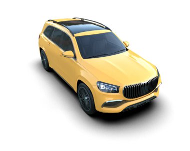 Sarı spor araba. 3d oluşturma