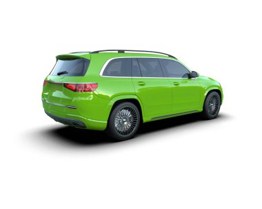 Beyaz arka planda yeşil, modern lüks araba.