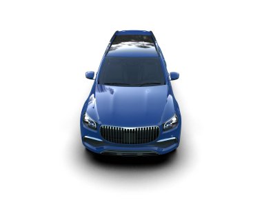 Mavi modern aile arabası. Üç boyutlu gri renkte.