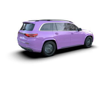 Beyaz arka planda modern mor bir SUV 'un 3 boyutlu görüntüsü