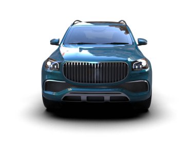 Beyaz arka planda mavi lüks SUV