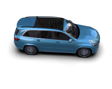 mavi araba kırpma yolu ile beyaz üzerinde izole