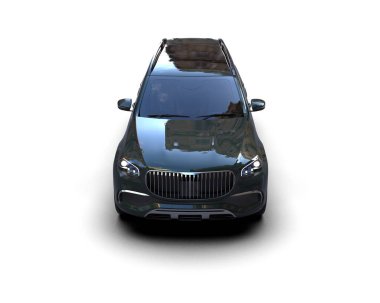 Gri arka planda yansıması olan modern şehir arabası. 3d oluşturma