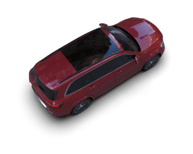 3 boyutlu modern kırmızı bir araba.