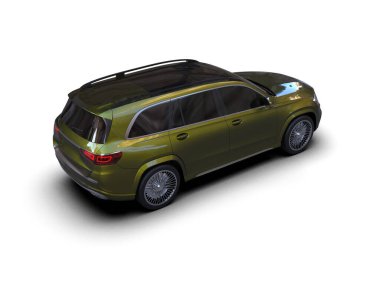 Beyaz arka planda gölgeli modern şehir arabası - 3 boyutlu illüstrasyon