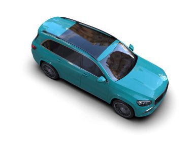 mavi araba beyaz arkaplanda izole edildi