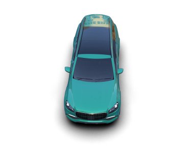 Modern araba beyazda izole edilmiş. 3D görüntüleme - illüstrasyon