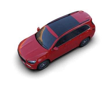 modern araba beyaz arka planda izole edilmiş, gölgesi var.