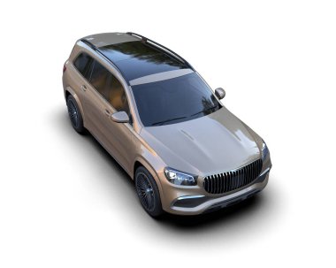 Modern araba arka planda izole edilmiş. 3D görüntüleme - illüstrasyon