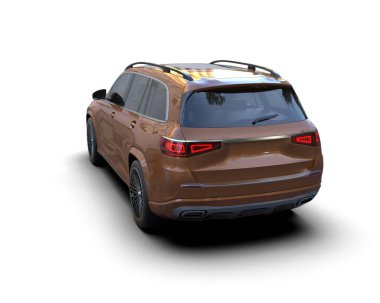 Bir markanın 3 boyutlu görüntülemesi - daha az genel SUV arabası beyaz arkaplanda izole edildi
