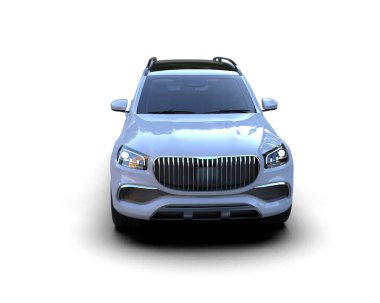 Beyaz arka planda lüks bir araba. 3 Boyutlu Hazırlama